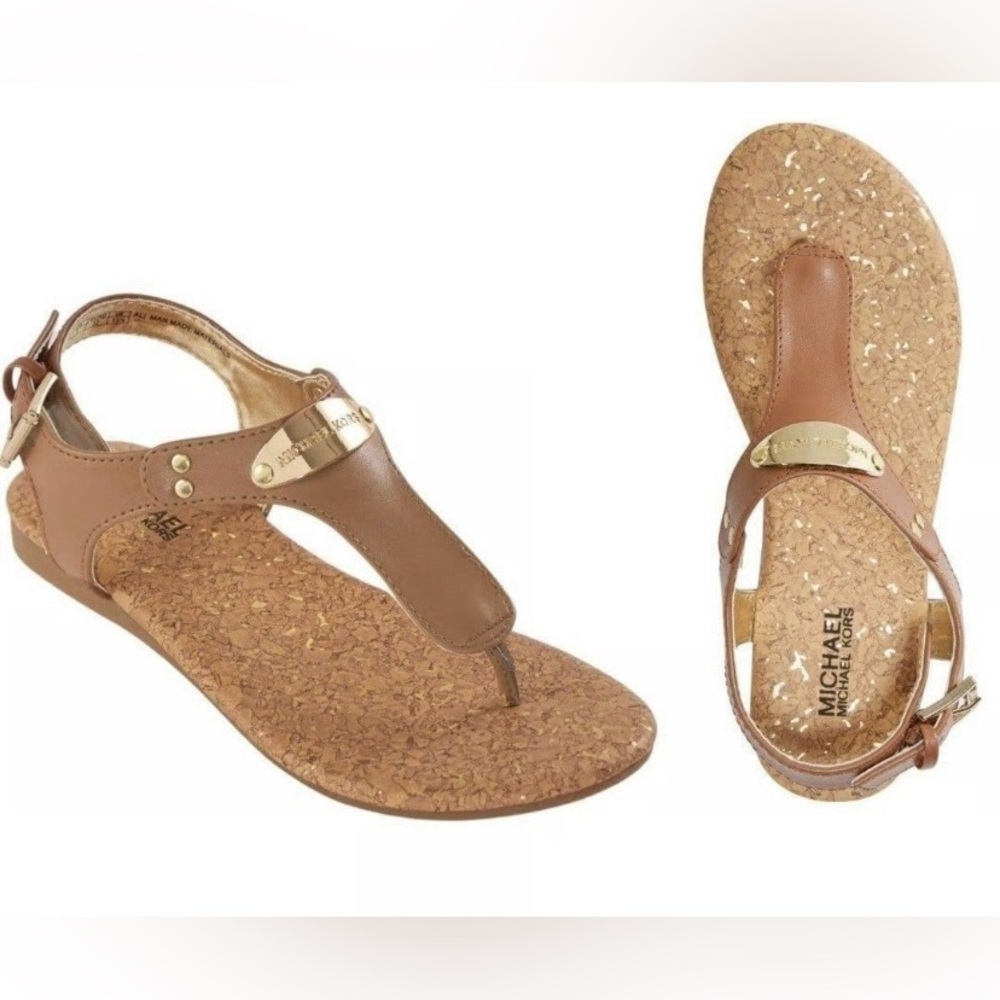 Michael kors little girls gold plated t strap sandals size US 1